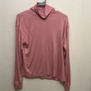 Wintersilks pink silk long sleeve turtleneck